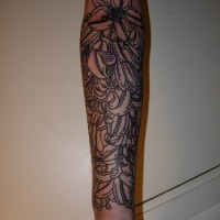Flower tracery themed sleeve tattoo