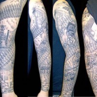 War themed full sleeve tattoo