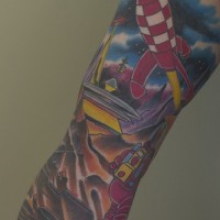 Old school futuristic sleeve tattoo
