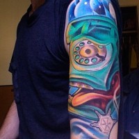 Surreal telephone sleeve tattoo