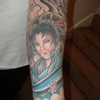 Asian geisha sleeve tattoo