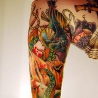 Lush and colourful deep sea tattoo