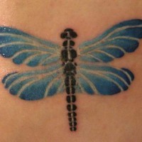 piccola blu e nera libellula tatuaggio