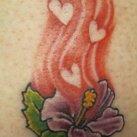 Hibiscus flower with scent of love tattoo