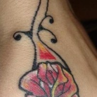 Small red rose with tracery tattoo