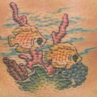 Underwater exotic fishes tattoo