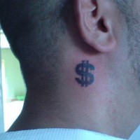 Dollar bill tattoo on neck