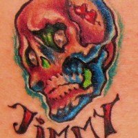 Dead jimmy skull coloured tattoo