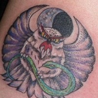 Tatuaggio carino il serpente verde & il gufo & la luna