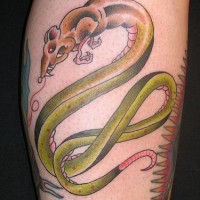 Snake eating mouse tattoo