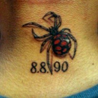 Black and red spider realistic tattoo