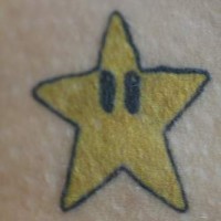 Yellow star from mario tattoo
