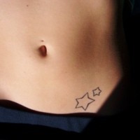 Stomach tattoo, two tiny unfilled stars