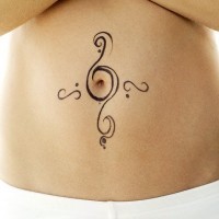 Stomach tattoo, design image around the navel