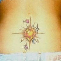 Middle age style solar system tattoo