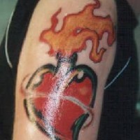 Sacred heart tattoo in colour