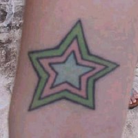 Colourful pentagram tattoo