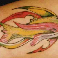 Colourful fish dick tattoo