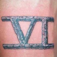 Roman numeral six tattoo