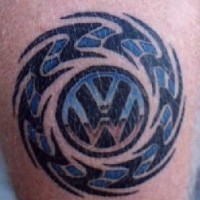 Volkswagen logo encircled tattoo