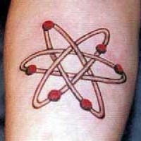 Molecular symbol coloured tattoo