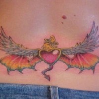 Angel and devil heart tattoo