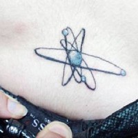 Atom symbol tattoo in colour