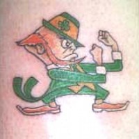 Green fighting leprechaun tattoo