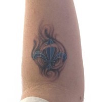 Blue heraldic symbol tattoo