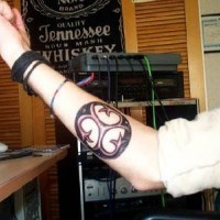 Trinity symbol tattoo on arm