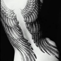 Angel wings women tattoo on whole back