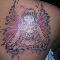 Gothic fairy in meditation tattoo