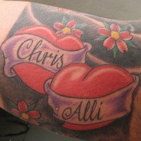  tattoo of hearts with kids names