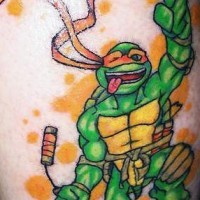 Teenager Mutant Ninja Schildkröte Tattoo mit Michelangelo