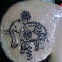 Fresh thai buddhist elephant tattoo