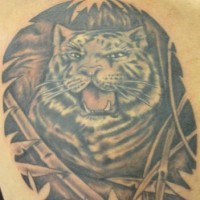 Snow tiger in bamboo forest  tattoo