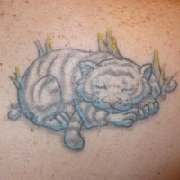 Snow tiger cub in sleep tattoo