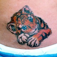 Cute Tiger cub  coloured tattoo