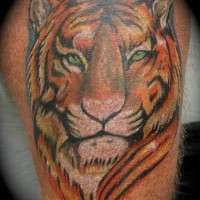 Precioso tatuaje en color cabeza del tigre