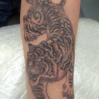 Black ink asian tiger tattoo