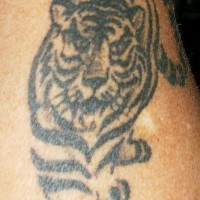 Black ink tiger tattoo