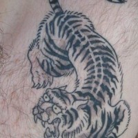 Asian style black ink tiger tattoo