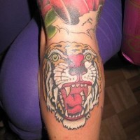 Asian style roaring tiger head tattoo