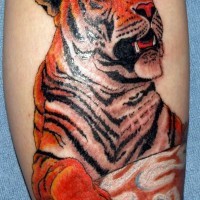 Precioso tatuaje del tigre muy detallado
