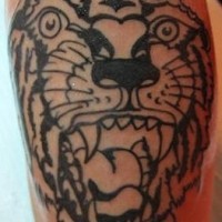 Black ink roaring tiger tattoo