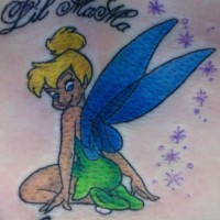 Colourful tinker bell fairy tattoo