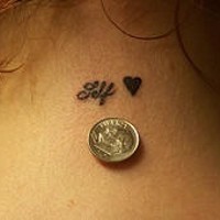 Tiny name with heart tattoo