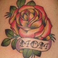Traditional style red rose tattoo