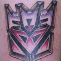 Transformers logo coloured tattoo