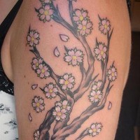 Tatuaggio bellisimo sul braccio il ramo fiorito
